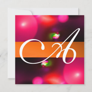 QUANTUM-BLASEN-MONOGRAMM rot orange Einladung