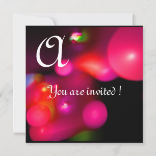 QUANTUM-BLASEN-MONOGRAMM rot schwarz pink Einladung