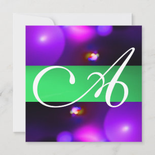 QUANTUM BUBBLE MONOGRAM lila grün Einladung