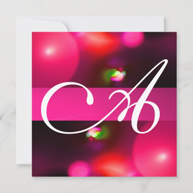QUANTUM BUBBLE MONOGRAMM Rosa Einladung (Vorderseite)