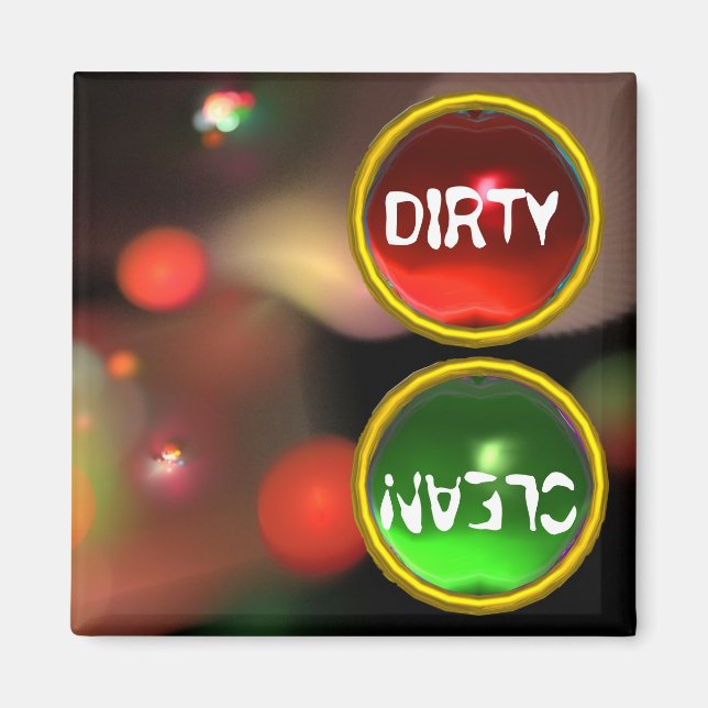 QUANTUM BUBBLES UND RED GREEN GEMS Dirty Clean Magnet (Vorne)