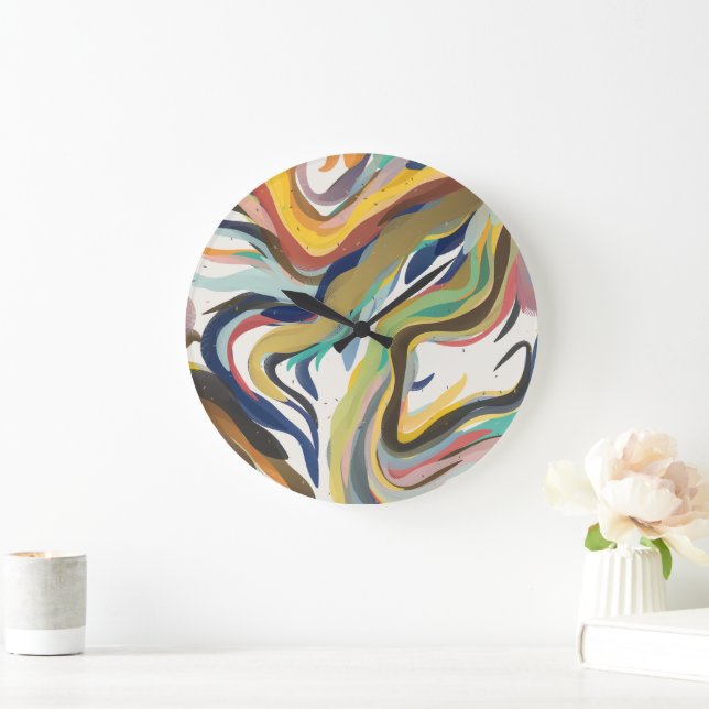 Quantum Chaos Mandala-Kunst  Große Wanduhr (Zuhause)