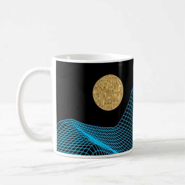 Quantum Disco Dimension Lila Schwarzes Gold Kaffeetasse (Links)