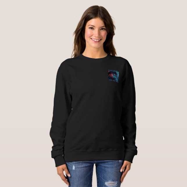 Quantum Eye Dinge Frauen schwarzes Sweatshirt Tasc (Vorne ganz)