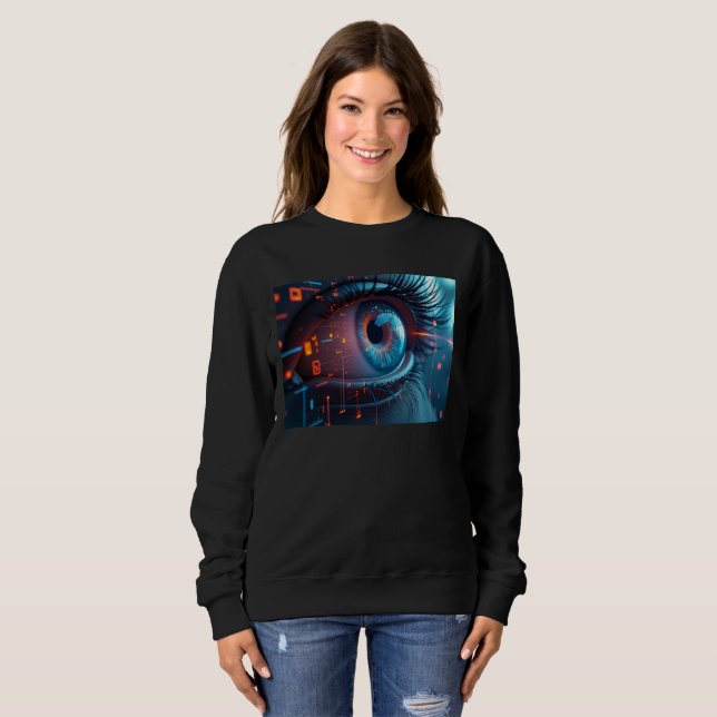 Quantum Eye Frauen schwarzes Sweatshirt (Vorne ganz)