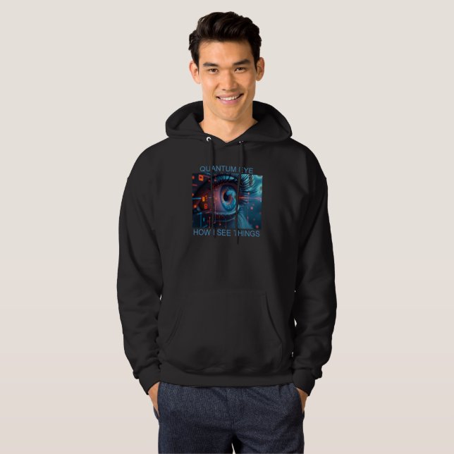 Quantum Eye Herren Schwarz Kapuzenpullover Hoodie (Vorne ganz)