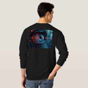 Quantum Eye Männer lange Ärmel schwarzer T - Shirt