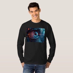 Quantum Eye Männer lange Ärmel schwarzer T - Shirt