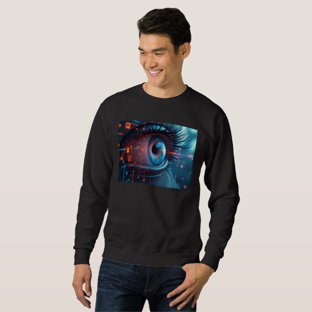 Quantum Eye Männer schwarzes Sweatshirt (Vorne ganz)