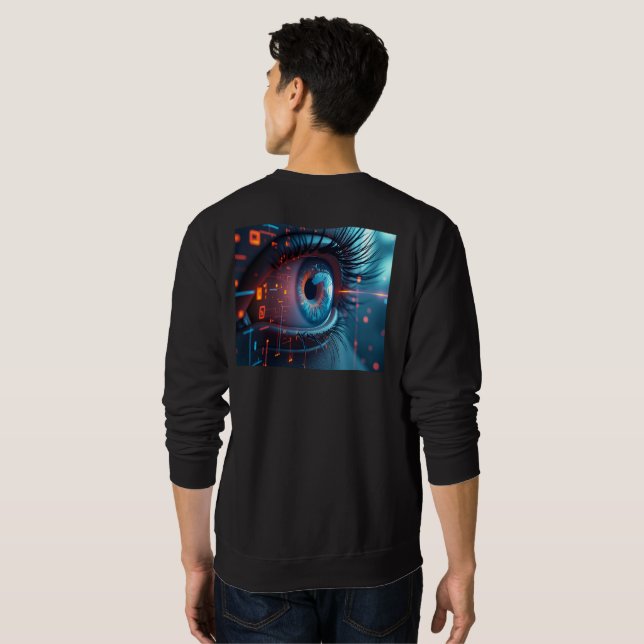 Quantum Eye Männer schwarzes Sweatshirt Rückenansi (Schwarz voll)