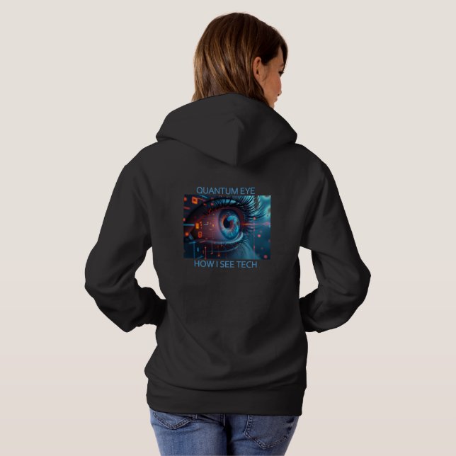 Quantum Eye Tech Frauen schwarz gekracktes Sweatsh Hoodie (Schwarz voll)