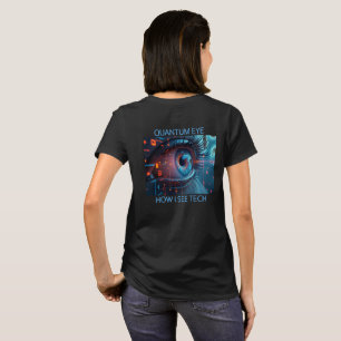 Quantum Eye Tech-Frauen schwarzes T-Shirt Rückseit