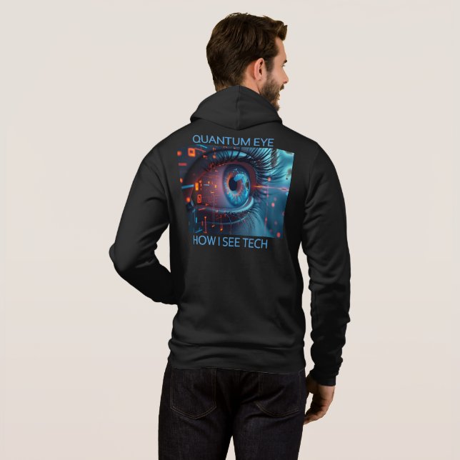 Quantum Eye Tech Männer Bella schwarzer Kapuzenpul Hoodie (Schwarz voll)