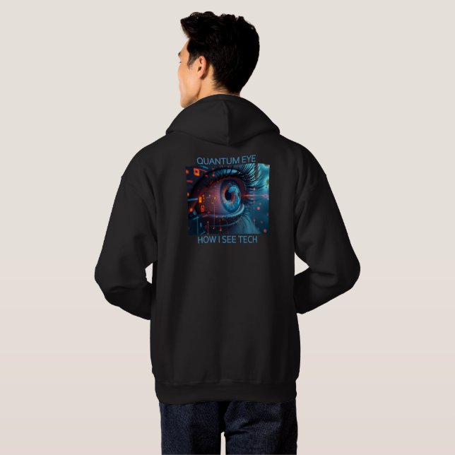 Quantum Eye Tech Männer schwarz gekratztes Sweatsh Hoodie (Schwarz voll)