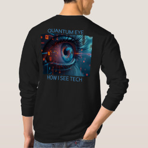 Quantum Eye Tech Männer schwarzes Langarmshirt Rüc T-Shirt