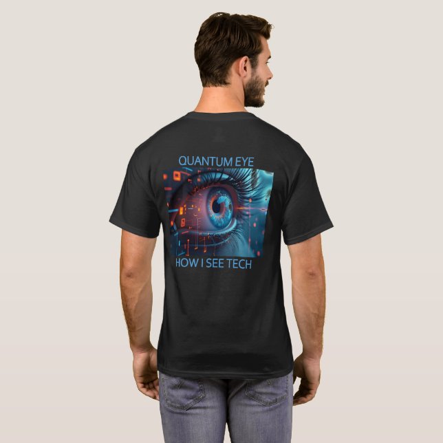 Quantum Eye Tech Männer schwarzes T-Shirt Rücken (Schwarz voll)