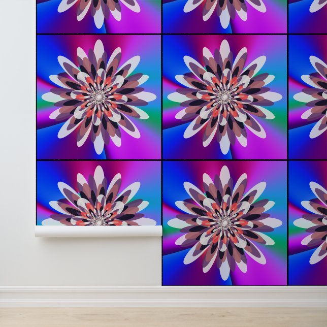 Quantum Farbige Blumen-Mandala-Kunstmuster  Tapete (Anwendung)