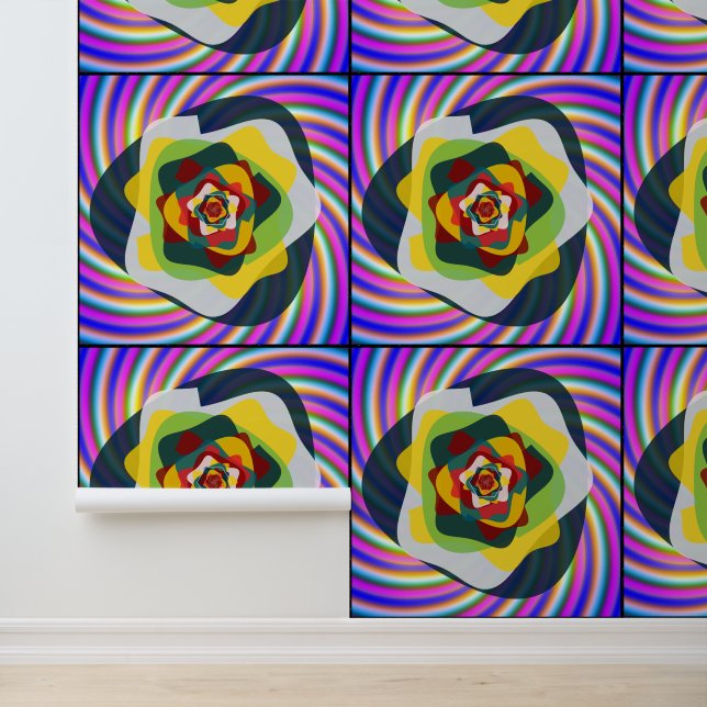 Quantum Farbige Florale Mandala-Kunst-Design  Tapete (Anwendung)