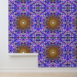 Quantum Farbige Florale Mandala-Kunstmuster  Tapete