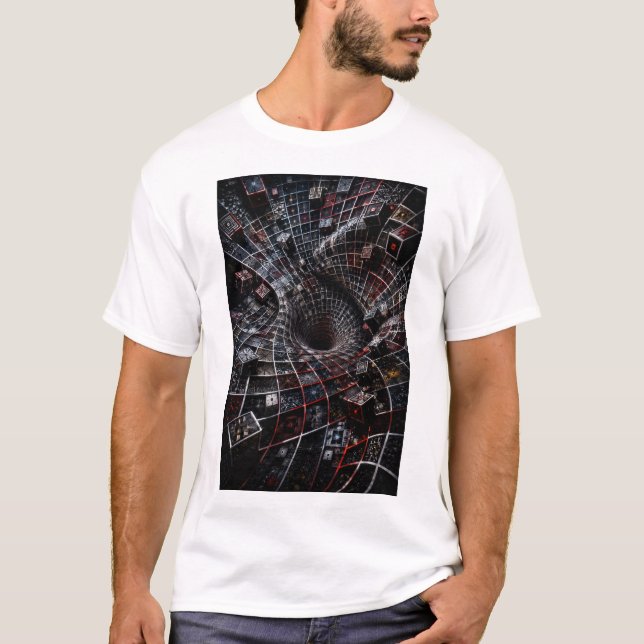 Quantum Grid 3D Illusion  T-Shirt (Vorderseite)