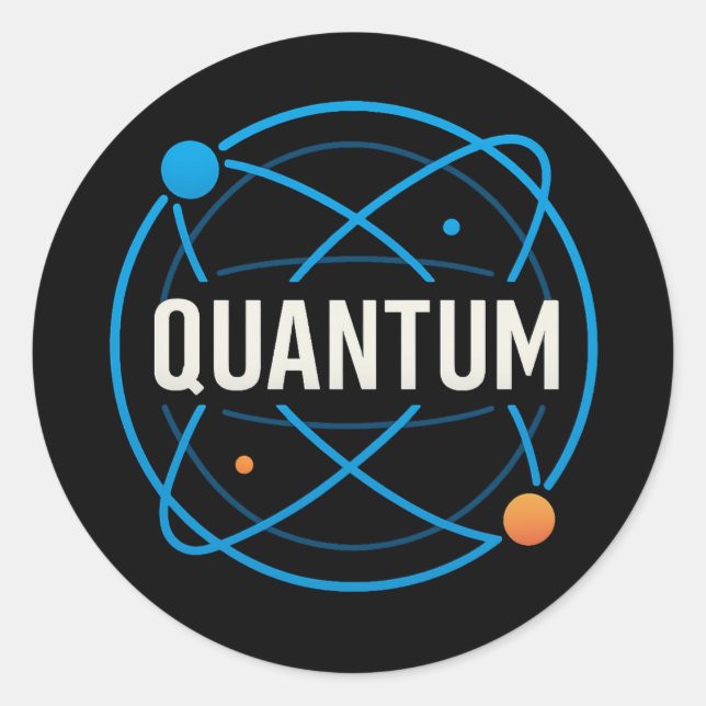 Quantum Orbit Abzeichen – Futuristisches Wissensch Runder Aufkleber (Vorderseite)