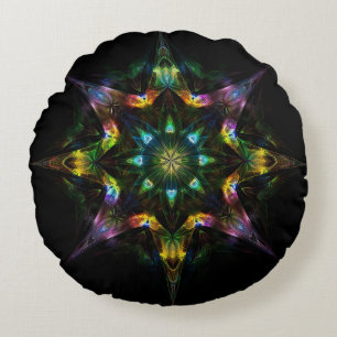 Quantum Starfire - Sacred Geometry Cosmic Mandala Rundes Kissen