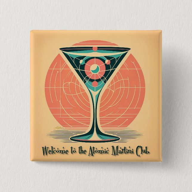 Quantum-Verschränkung Atomic Martini Club Cocktail Button (Vorderseite)