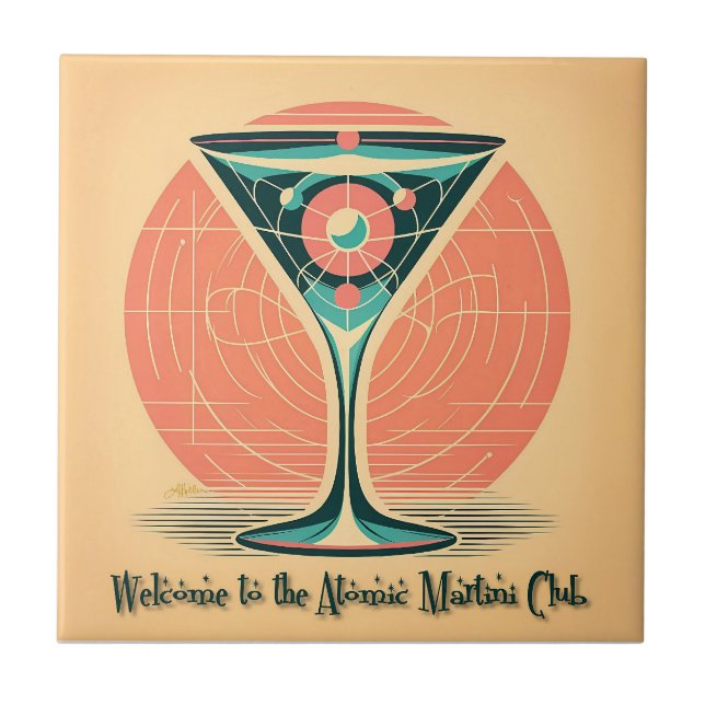 Quantum-Verschränkung Atomic Martini Club Cocktail Fliese (Vorderseite)