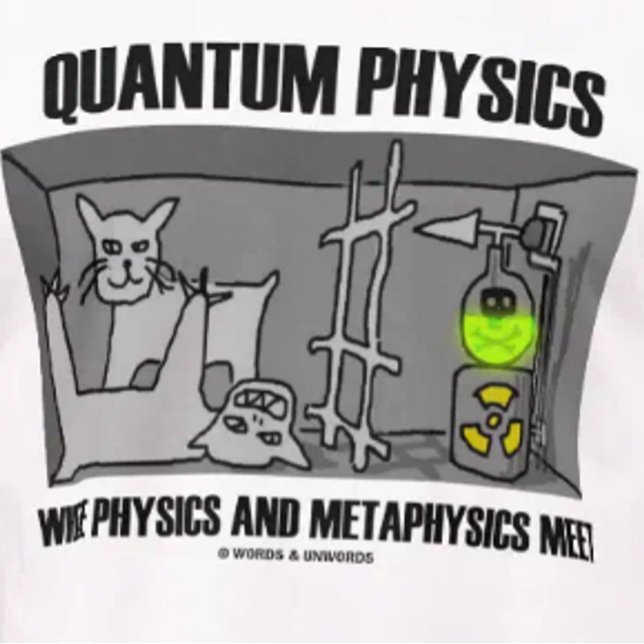 Quantums-Physik, wo Physik und Metaphysik sich T-Shirt (Tee for any quantum physicist featuring Schrodinger's cat "Dead or Alive" thought experiment)