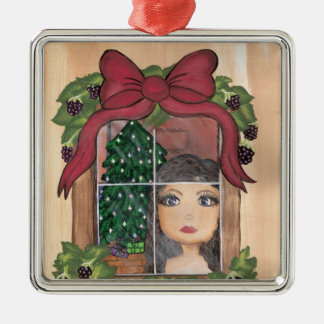 Quantums-Süsse-Weihnachtsfenster-Mädchen Ornament Aus Metall