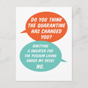 Quarantäne Activity Knitting Possum a Sweater Postkarte