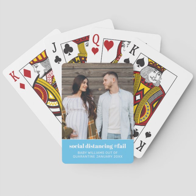 Quarantäne Baby Pregnancy Announcement Foto Spielkarten (Rückseite)
