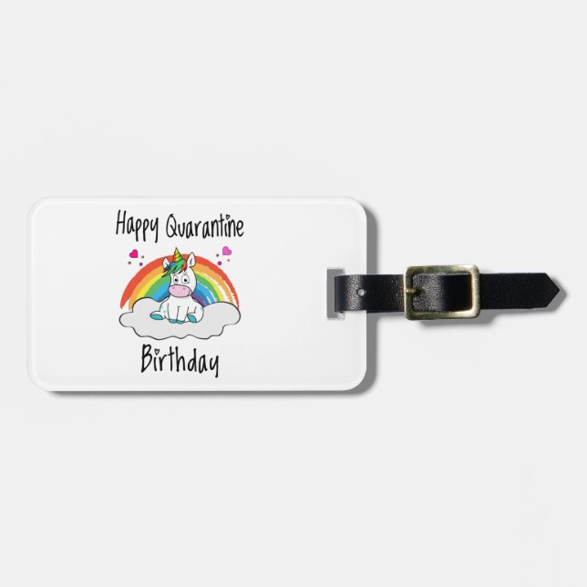 Quarantäne Birthday Unicorn Regenbogen Gepäckanhänger (Vorderseite horizontal)