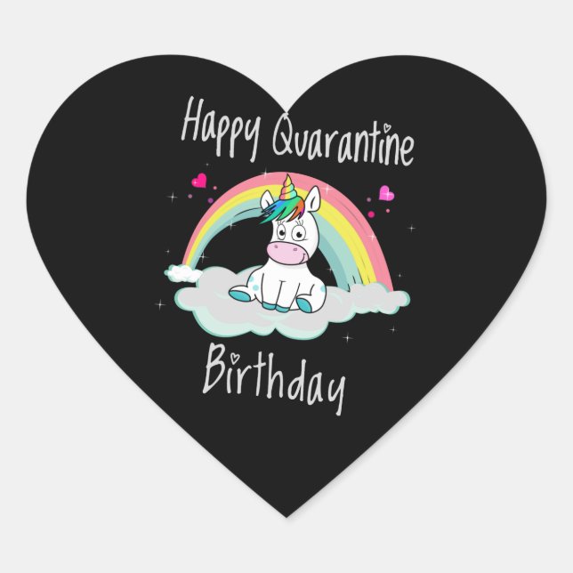 Quarantäne Birthday Unicorn Regenbogen Herz-Aufkleber (Vorderseite)