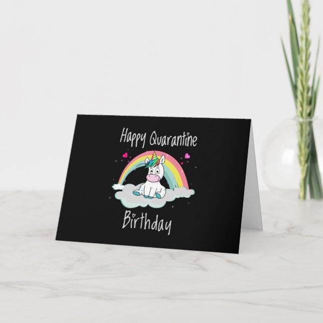 Quarantäne Birthday Unicorn Regenbogen Karte (Vorderseite)