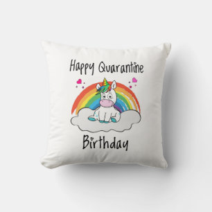 Quarantäne Birthday Unicorn Regenbogen Kissen