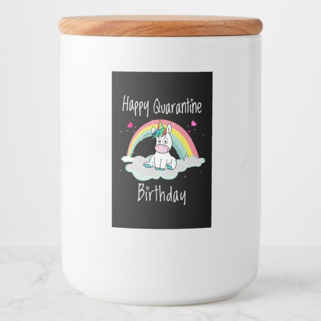 Quarantäne Birthday Unicorn Regenbogen Lebensmitteletikett (Vorderseite)