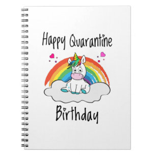 Quarantäne Birthday Unicorn Regenbogen Notizblock