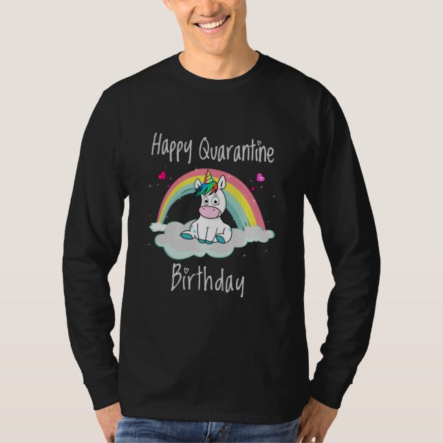Quarantäne Birthday Unicorn Regenbogen T-Shirt (Vorderseite)
