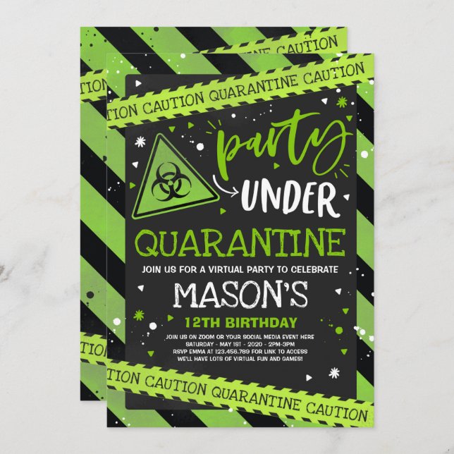 Quarantäne der Einladung zur Geburtstagspartei Vir (Vorne/Hinten)