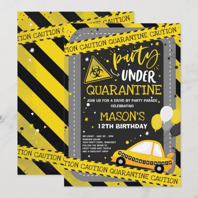 Quarantäne-Drive-by-Geburtstagsparade Einladung (Vorne/Hinten)