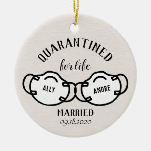 Quarantäne Newlyweds Pandemic-Face-Mask Keepake Keramik Ornament