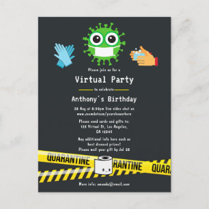 Quarantäne Virtual Birthday Party Postkarte