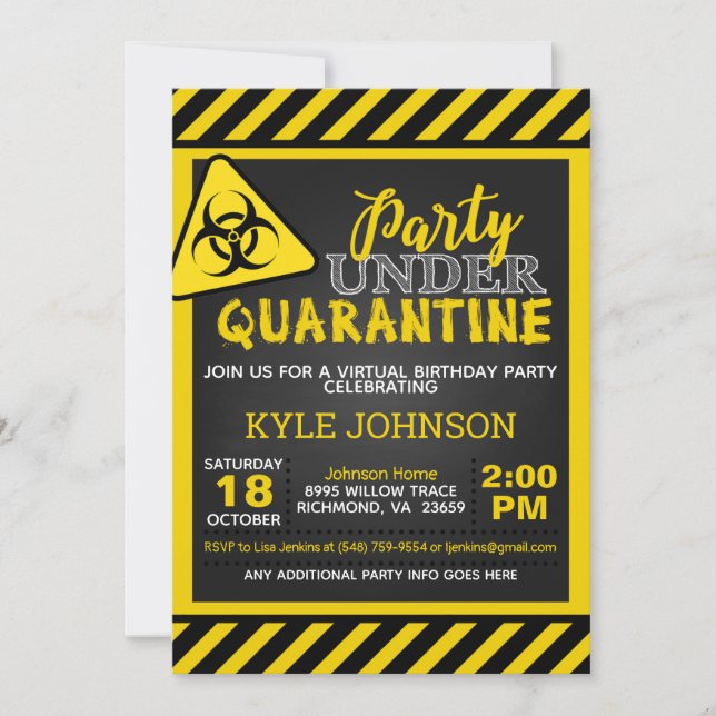 Quarantäne zum Geburtstag Einladung (Vorderseite)