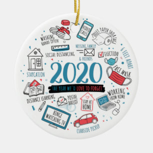 Quarantine 2020 Christmas Stay Home Commemorative Keramik Ornament