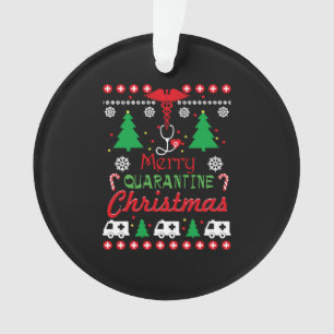 Quarantine Christmas 2020 Reindeer Mask Pajamas T- Ornament