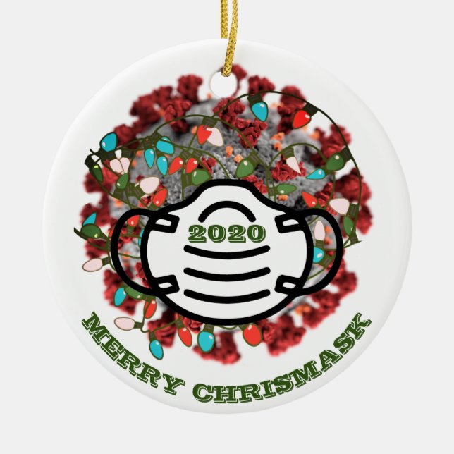 Quarantine Christmas Tree 2020 Lit Covid Pathogen Keramik Ornament (Vorne)