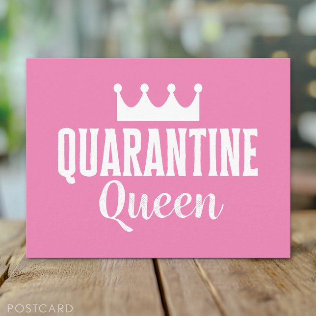 Quarantine Queen 2020 Pink Girly Virus Postkarte (Custom Postcard)