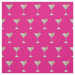 Quarantini Cocktail Muster Maske Hot Pink Stoff