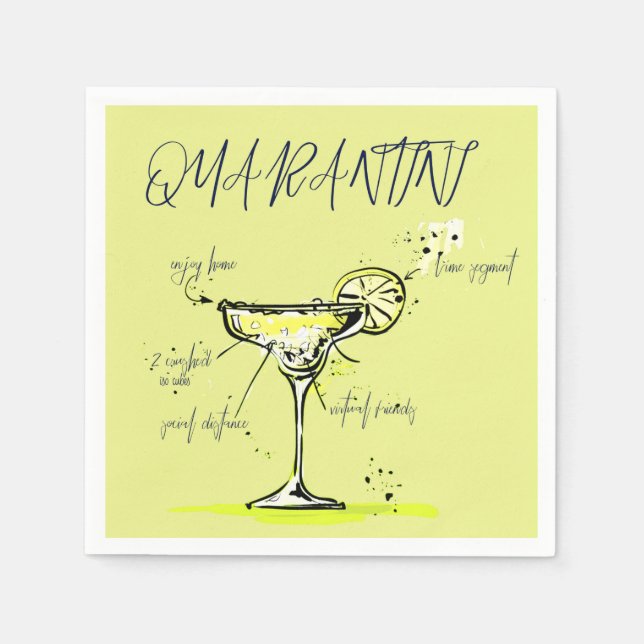 Quarantini Covid Social Isolation Cocktail Rezept Serviette (Vorderseite)